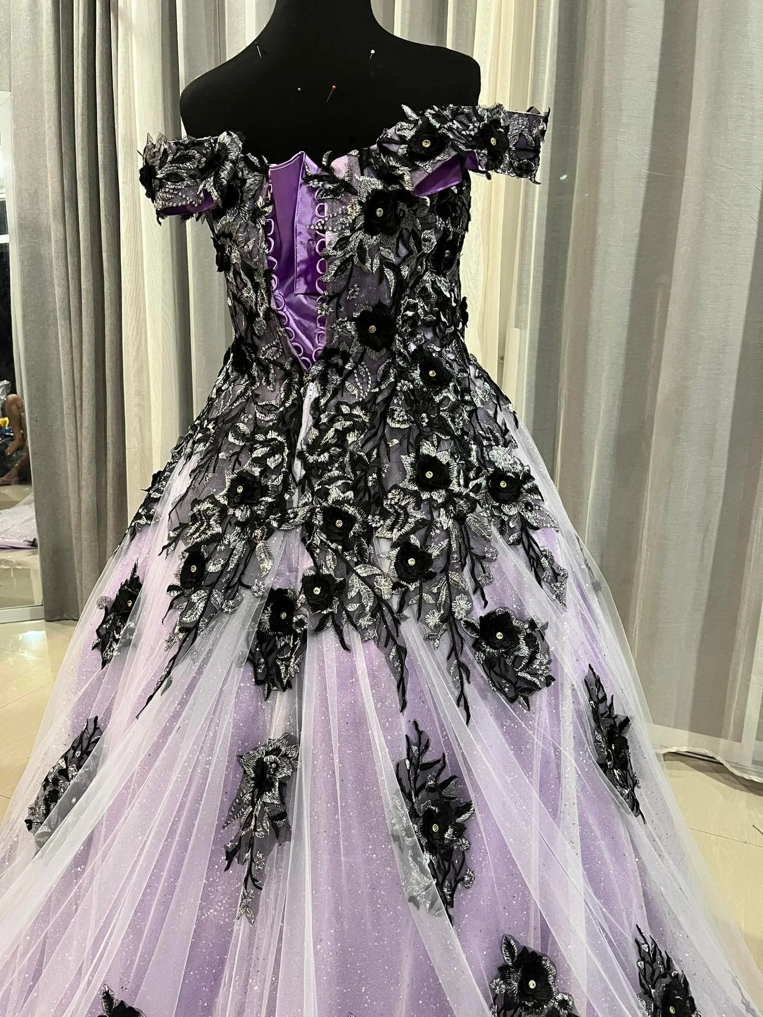 Purple and 2024 black lace dress